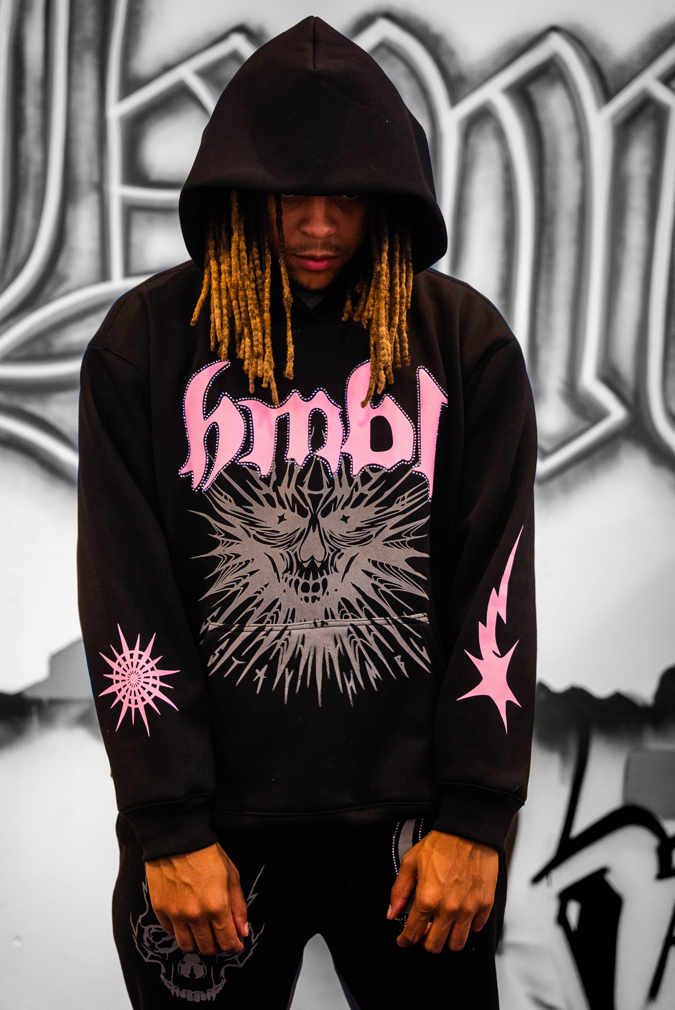 Black/Pink Rhinestone Hoodie – CHILLBAEBEEE Worldwide