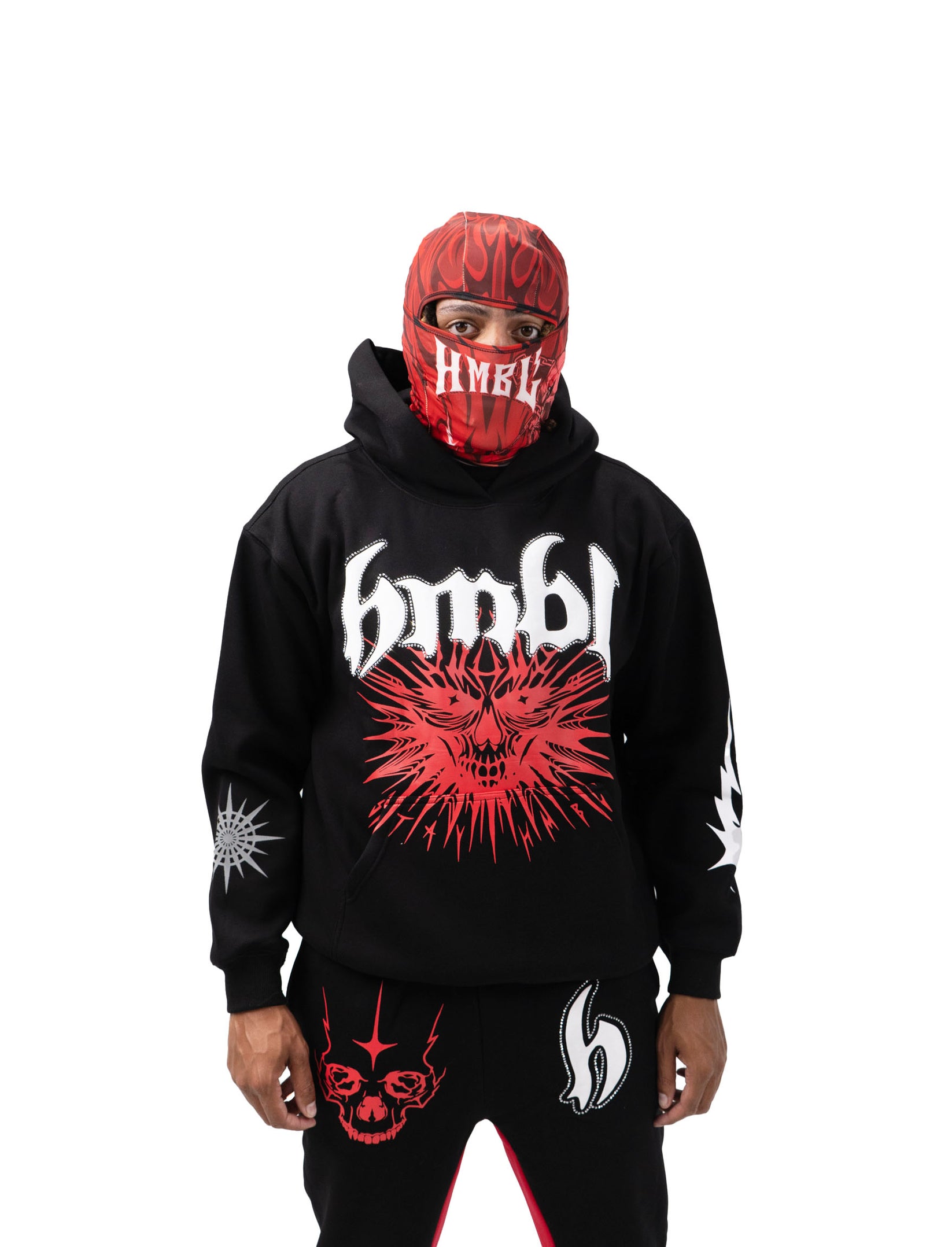 Black red ranger rhinestone hoodie – HMBL