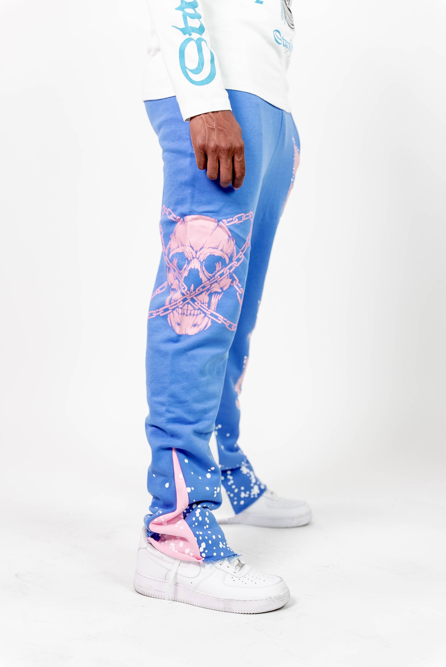 Adult cotton candy stacked painted sweats